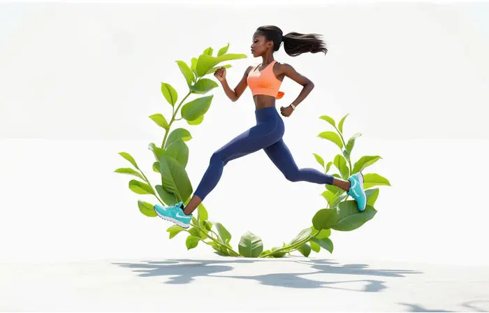 Young Woman Running in Active Lifestyle 3D Character Illustration
